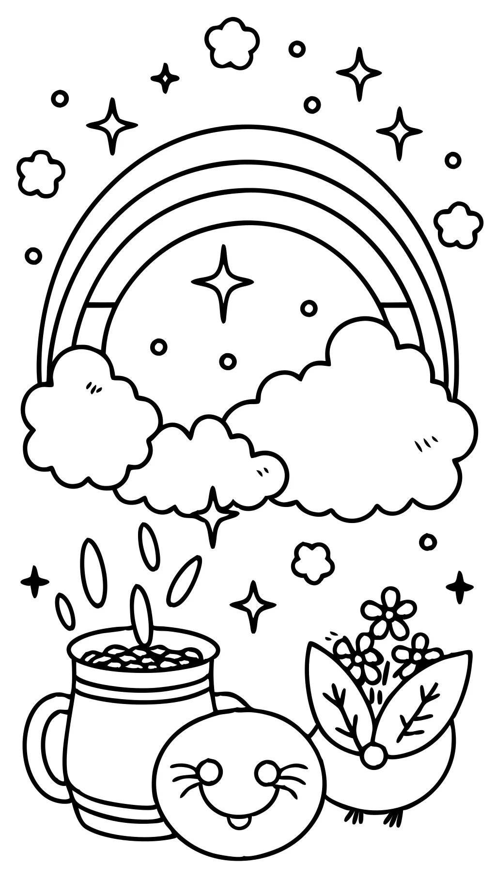 arc-en-ciel et pot de coloriage d’or